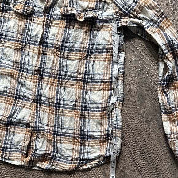 George Tan and Black Plaid Button Down Shirt - Picture 11 of 12